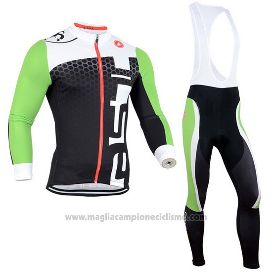 2014 Abbigliamento Ciclismo Castelli Nero e Verde Manica Lunga e Salopette