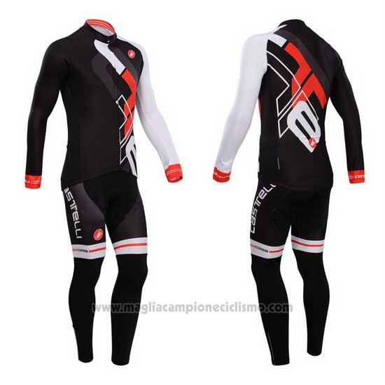2014 Abbigliamento Ciclismo Castelli Rosso e Nero Manica Lunga e Salopette