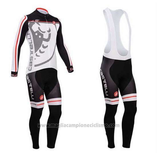 2014 Abbigliamento Ciclismo Manica Lunga e Salopette Castelli Nero e Bianco