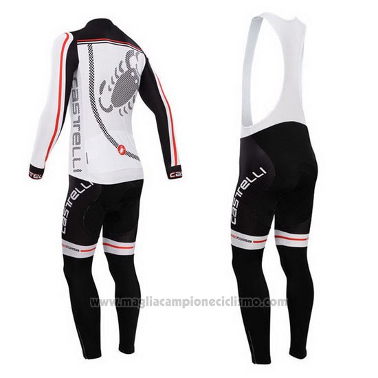 2014 Abbigliamento Ciclismo Manica Lunga e Salopette Castelli Nero e Bianco
