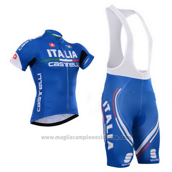 2015 Abbigliamento Ciclismo Castelli Italia Blu Manica Corta e Salopette