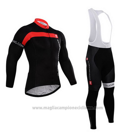 2015 Abbigliamento Ciclismo Castelli Rosso e Nero Manica Lunga e Salopette