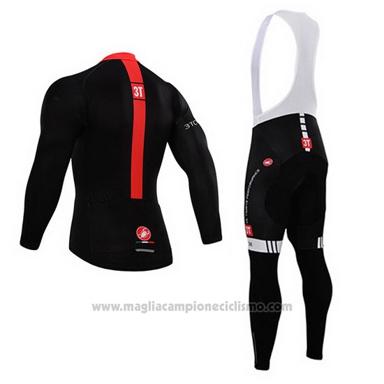 2015 Abbigliamento Ciclismo Castelli Rosso e Nero Manica Lunga e Salopette