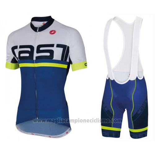 2016 Abbigliamento Ciclismo Castelli Blu Bianco Manica Corta e Salopette