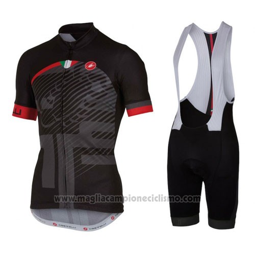 2016 Abbigliamento Ciclismo Castelli Rosso Nero Manica Corta e Salopette