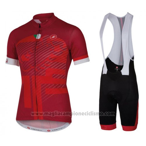 2016 Abbigliamento Ciclismo Castelli Rosso e Bianco Manica Corta e Salopette