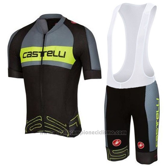 2016 Abbigliamento Ciclismo Castelli Verde e Grigio Manica Corta e Salopette