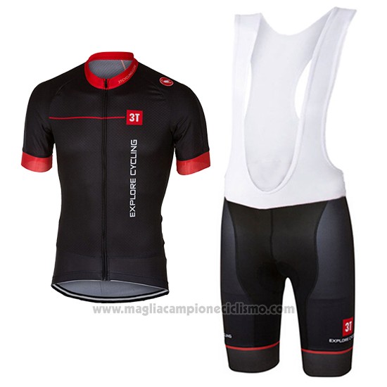 2017 Abbigliamento Ciclismo Castelli Aceso Nero e Rosso Manica Corta e Salopette