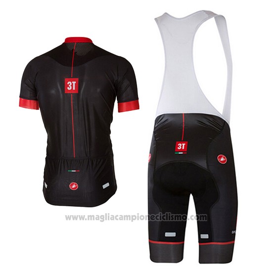 2017 Abbigliamento Ciclismo Castelli Aceso Nero e Rosso Manica Corta e Salopette