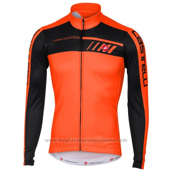 2017 Abbigliamento Ciclismo Castelli Arancione e Nero Manica Lunga e Salopette