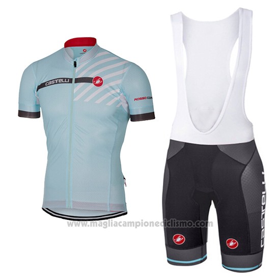 2017 Abbigliamento Ciclismo Castelli Azzurro Manica Corta e Salopette