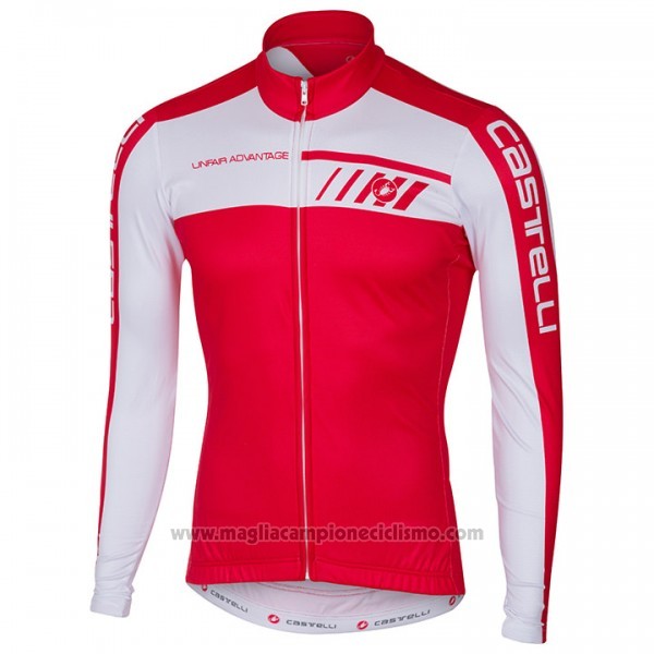 2017 Abbigliamento Ciclismo Castelli Bianco e Rosso Manica Lunga e Salopette