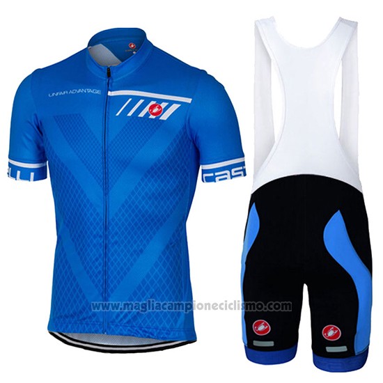 2017 Abbigliamento Ciclismo Castelli Blu Manica Corta e Salopette