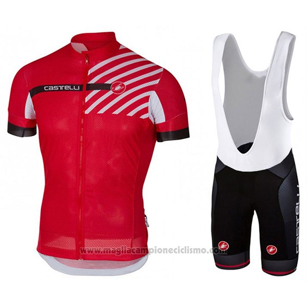 2017 Abbigliamento Ciclismo Castelli Free Ar Rosso Manica Corta e Salopette