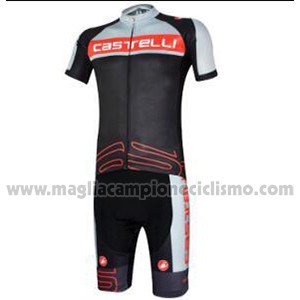 2017 Abbigliamento Ciclismo Castelli Grigio e Nero Manica Corta e Salopette