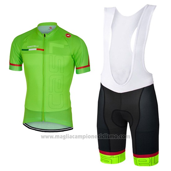 2017 Abbigliamento Ciclismo Castelli Verde Manica Corta e Salopette