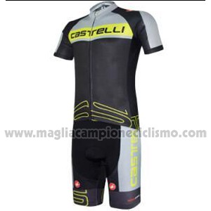 2017 Abbigliamento Ciclismo Castelli Verde e Nero Manica Corta e Salopette
