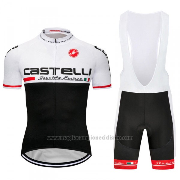 2018 Abbigliamento Ciclismo Castelli Bianco Nero Manica Corta e Salopette