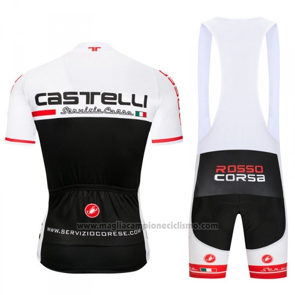 2018 Abbigliamento Ciclismo Castelli Bianco Nero Manica Corta e Salopette