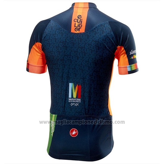 2018 Abbigliamento Ciclismo Castelli Maratona Dles Dolomites-Enel Blu Arancione Manica Corta e Salopette