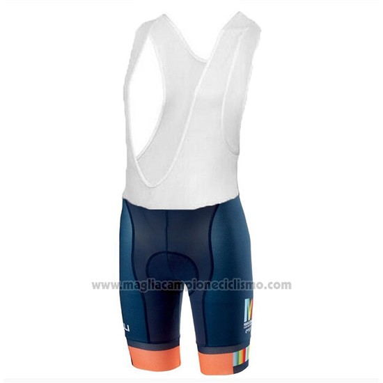 2018 Abbigliamento Ciclismo Castelli Maratona Dles Dolomites-Enel Blu Arancione Manica Corta e Salopette