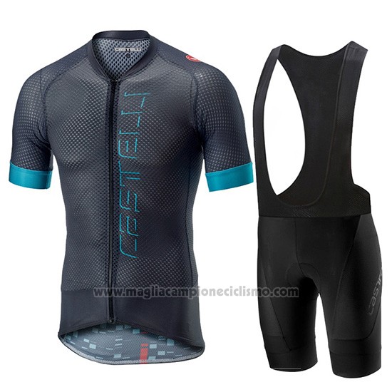 2019 Abbigliamento Ciclismo Castelli Climber's 2.0 Nero Celeste Manica Corta e Salopette