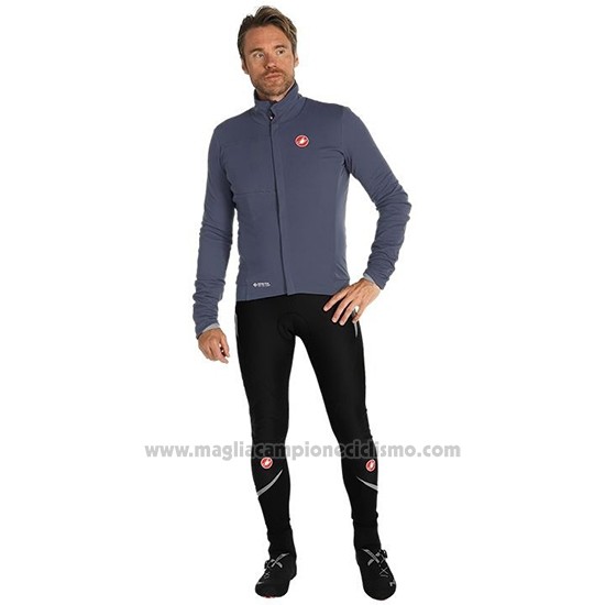2019 Abbigliamento Ciclismo Castelli DE Grigio Rosso Manica Lunga e Salopette
