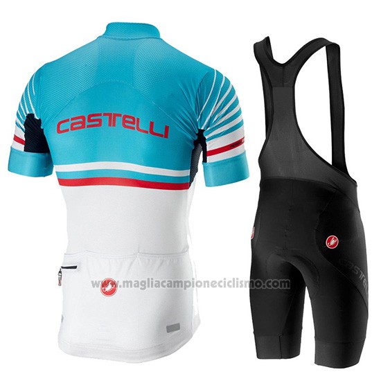 2019 Abbigliamento Ciclismo Castelli Free AR 4.1 Celeste Bianco Manica Corta e Salopette