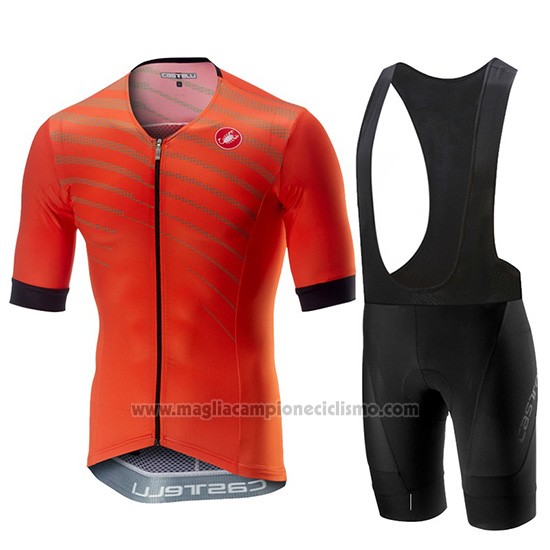 2019 Abbigliamento Ciclismo Castelli Free Speed Race Arancione Manica Corta e Salopette