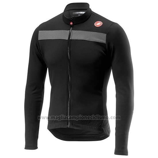 2019 Abbigliamento Ciclismo Castelli Puro 3 Grigio Nero Manica Lunga e Salopette