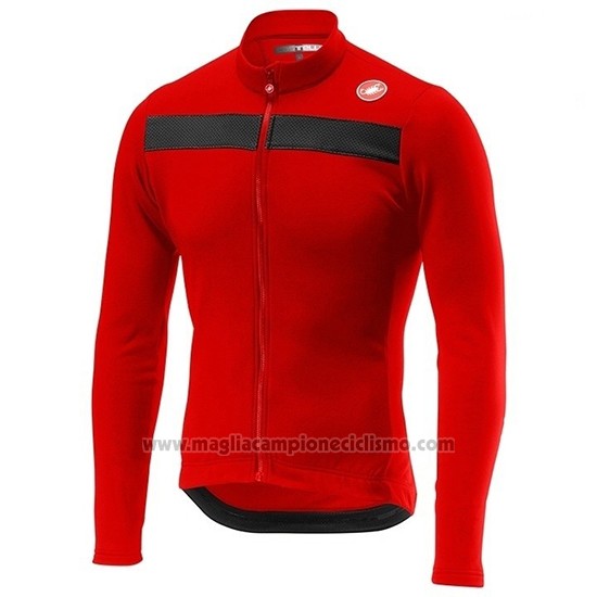 2019 Abbigliamento Ciclismo Castelli Puro 3 Rosso Nero Manica Lunga e Salopette
