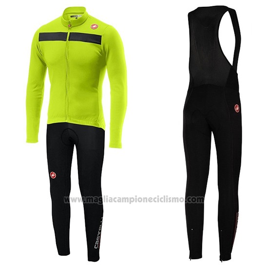 2019 Abbigliamento Ciclismo Castelli Puro 3 Verde Nero Manica Lunga e Salopette