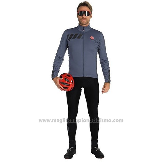 2019 Abbigliamento Ciclismo Castelli Raddoppia 2 Grigio Argentato Manica Lunga e Salopette