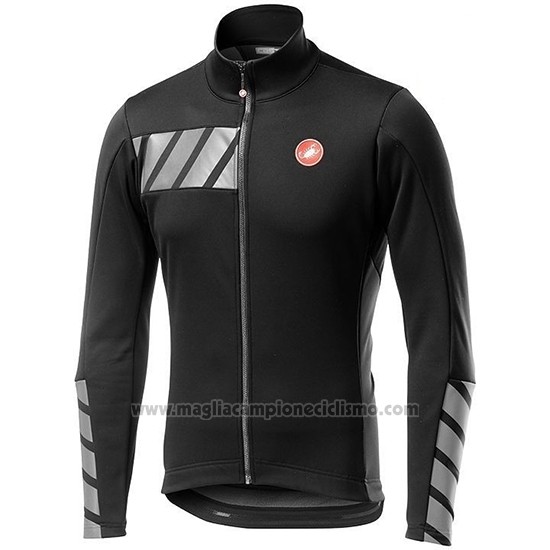 2019 Abbigliamento Ciclismo Castelli Raddoppia 2 Nero Argentato Manica Lunga e Salopette