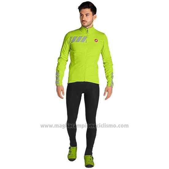 2019 Abbigliamento Ciclismo Castelli Raddoppia 2 Verde Argentato Manica Lunga e Salopette