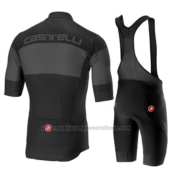 2019 Abbigliamento Ciclismo Castelli Ruota Nero Grigio Manica Corta e Salopette