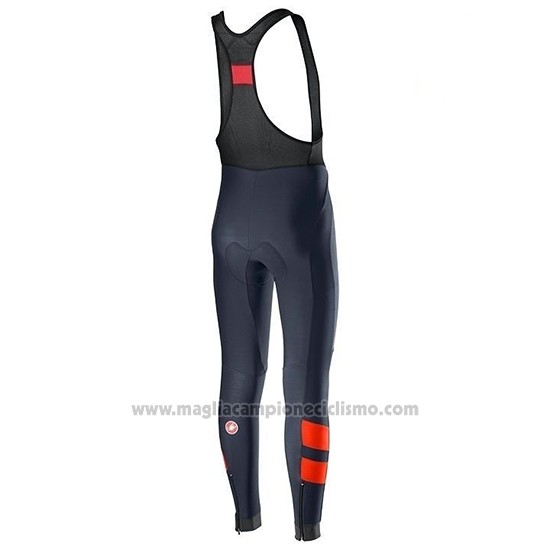 2019 Abbigliamento Ciclismo Castelli TRAS Blu Arancione Manica Lunga e Salopette
