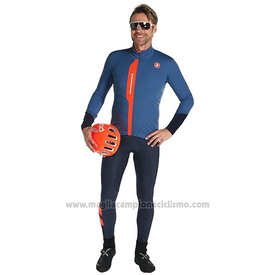 2019 Abbigliamento Ciclismo Castelli TRAS Blu Arancione Manica Lunga e Salopette