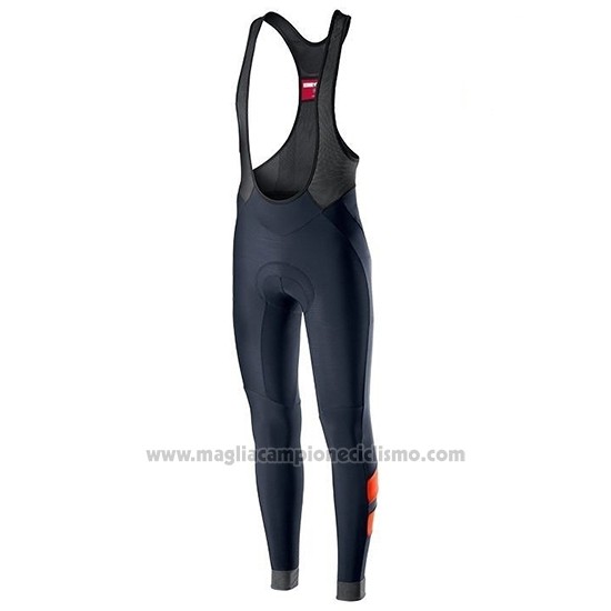 2019 Abbigliamento Ciclismo Castelli TRAS Nero Argentato Manica Lunga e Salopette