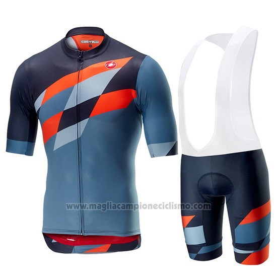 2019 Abbigliamento Ciclismo Castelli Tabula Rasa Blu Arancione Manica Corta e Salopette