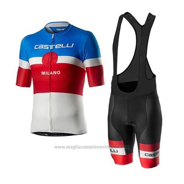 2020 Abbigliamento Ciclismo Castelli Blu Rosso Bianco Manica Corta e Salopette