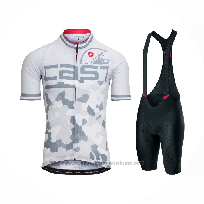 2021 Abbigliamento Ciclismo Castelli Bianco Grigio Manica Corta e Salopette