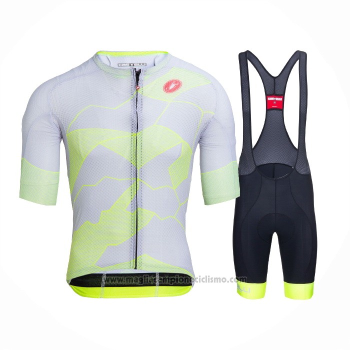 2021 Abbigliamento Ciclismo Castelli Chiaro Giallo Bianco Manica Corta e Salopette