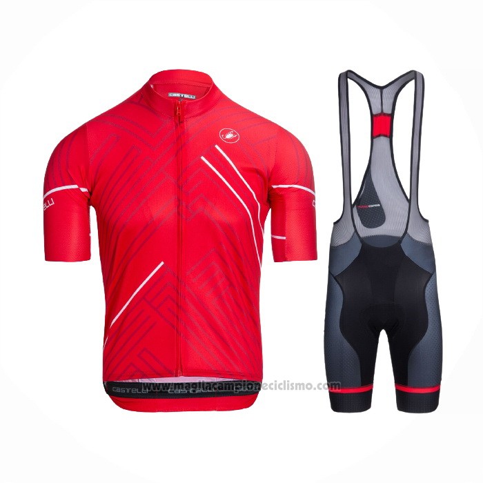 2021 Abbigliamento Ciclismo Castelli Rosso Bianco Manica Corta e Salopette