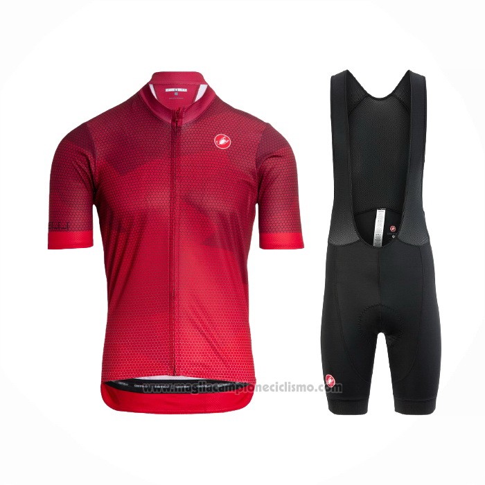 2021 Abbigliamento Ciclismo Castelli Scuro Rosso Manica Corta e Salopette