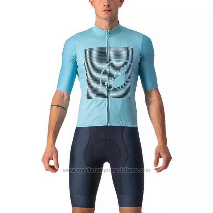 2022 Abbigliamento Ciclismo Castelli Azzurro Grigio Manica Corta e Salopette