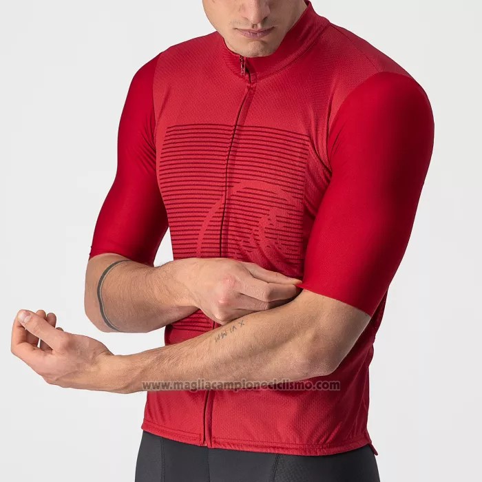 2022 Abbigliamento Ciclismo Castelli Rosso Manica Corta e Salopette