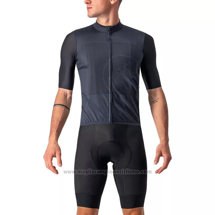 2022 Abbigliamento Ciclismo Castelli Scuro Grigio Manica Corta e Salopette