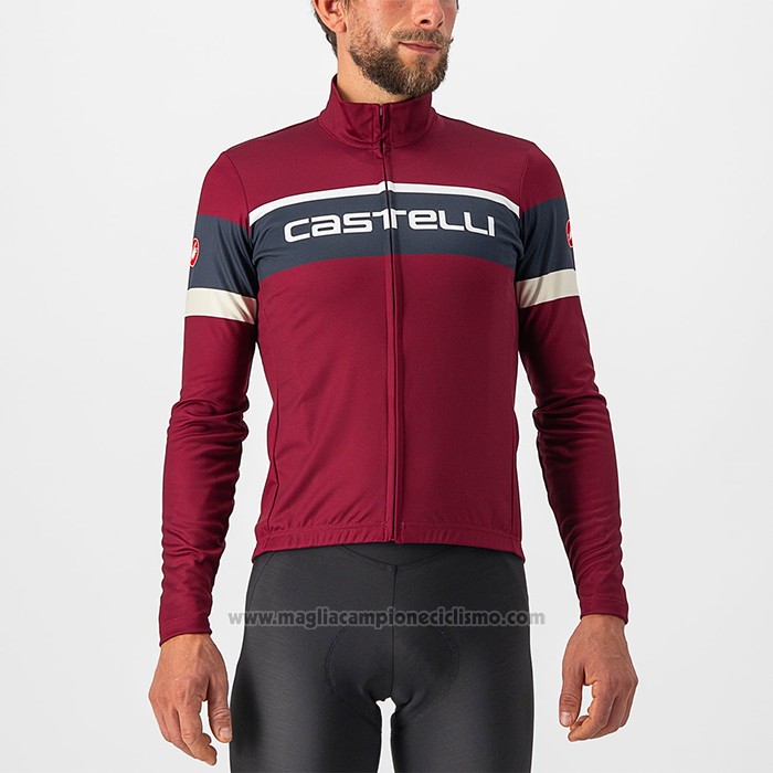 2022 Abbigliamento Ciclismo Castelli Spento Rosso Manica Lunga e Salopette