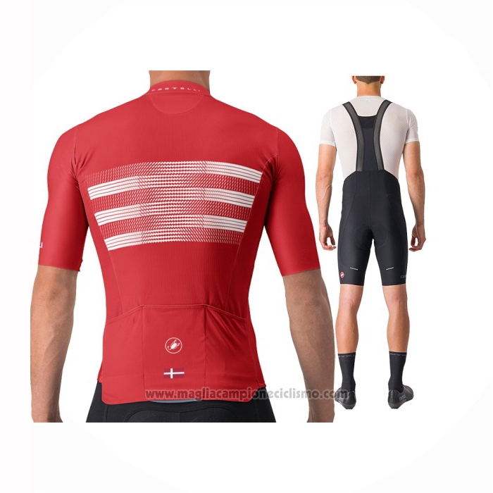 2024 Abbigliamento Ciclismo Castelli Rosso Blanco Manica Corta e Salopette